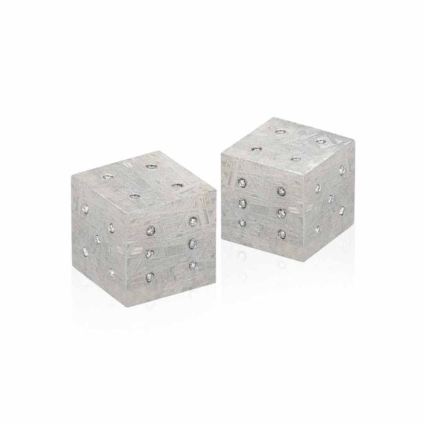 A meteorite pair of dice with diamonds 0.60ct