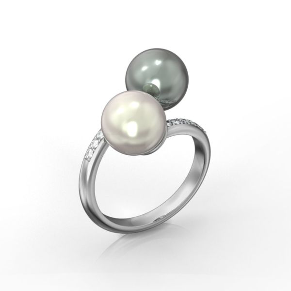Toi et moi Diamond and Pearl ring