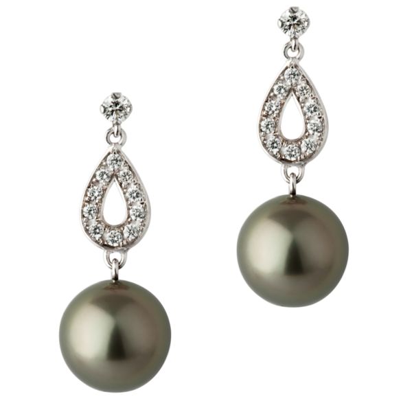 Tahitian Pearl earrings white gold and diamonds