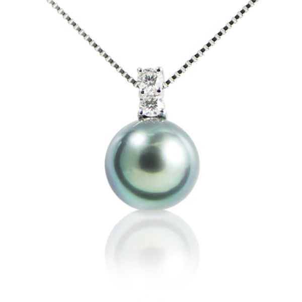 Tahitian pearl pendant white gold and 2 diamonds