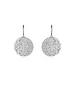 Meteorite crop circle rosette earrings in silver