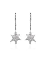 Meteorite star dangle earrings in silver