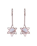 Boucles d’oreilles longues météorite Lithio et or rouge