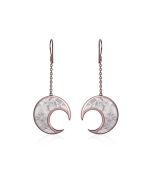 Boucles d’oreilles longues météorite lune et or rouge