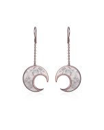 Meteorite moon dangle earrings in red gold 