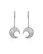 Meteorite moon dangle earrings in silver