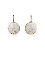 Meteorite crop circle crescent moon earrings silver plated in yellow gold