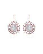 Boucles d’oreilles météorite Lune Etoile diamants et or rouge