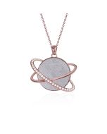 Meteorite Helio pendant with diamonds in red gold