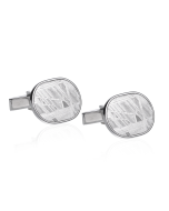 Meteorite and silver cufflinks