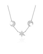 Collier météorite lune étoile et argent