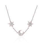 Collier météorite étoile lune et or rouge