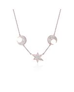 Meteorite moon star and red gold necklace