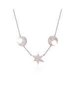 Collier météorite lune étoile et or rouge