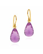 Amethyst earrings, briolette-cut