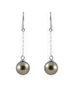 Tahitian pearls long earrings white gold chain