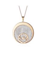 Meteorit Anhänger Crop Circle "Croissant de lune" Silber mit Gelbgold platiert