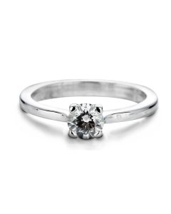 Vue profil de la bague solitaire diamant 0,50ct en or blanc – serti 4 griffes – diamant certifié GIA