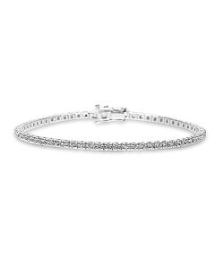 Bracelet tennis diamant 1,02 ct G SI en or gris 750  modèle fin 1,50 mm  vue de face