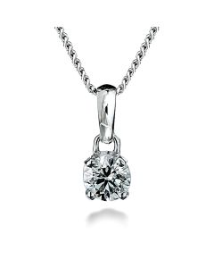 Pendentif solitaire 4 griffes diamant 0,50ct certifié GIA en or gris  vue de face