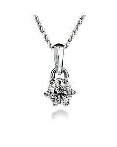  Pendentif solitaire 6 griffes diamant 0,50ct certifié GIA en or gris  vue de face
