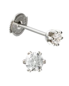 Clous d'oreilles diamants 6 griffes 2 x 0,25ct or gris 750