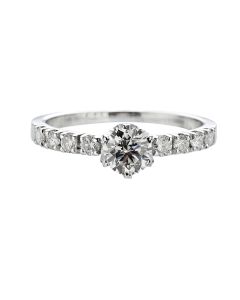 Solitaire diamant Blanche-Neige 0,50 ct en or blanc – vue de face