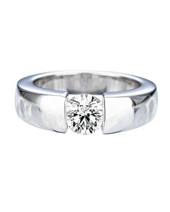 Bague solitaire diamant Lune 1,00ct vue de face, design contemporain à serti ouvert.