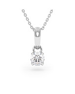     A 0.50 carat GIA certified diamond pendant in white gold with its chain, front view, isolated on a white background
