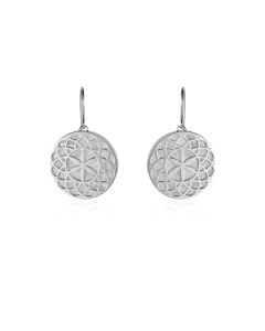 Meteorite crop circle rosette earrings in silver