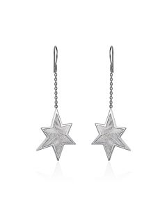 Meteorite star dangle earrings in silver