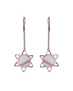 Meteorite Lithio dangle earrings in red gold