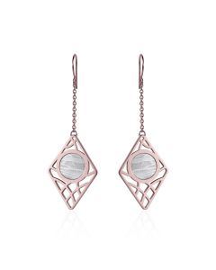 Boucles d’oreilles longues météorite Terre et or rouge