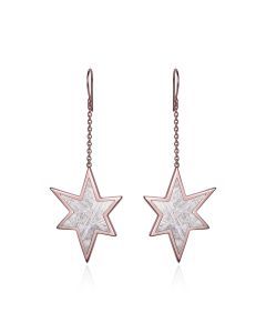 Meteorite star dangle earrings in red gold 