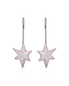 Meteorite star dangle earrings in red gold 