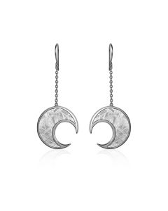 Meteorite moon dangle earrings in silver