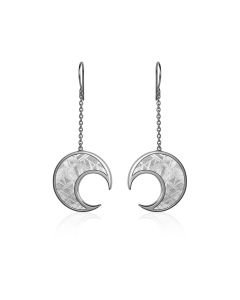 Meteorite moon dangle earrings in silver