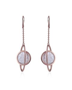 Meteorite Hydrogen (Saturn) dangle earrings with diamonds in red gold