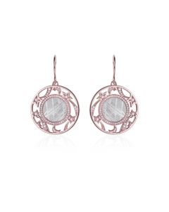 Boucles d’oreilles météorite Lune Etoile diamants et or rouge