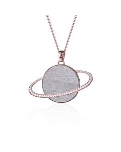 Meteorite Hydrogen (Saturn)  pendant with diamonds in red gold