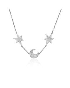 Collier météorite étoile lune et argent