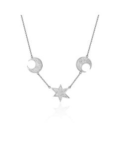Meteorite moon star and silver necklace