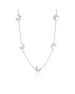 Meteorite moons long necklace in silver