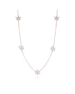 Meteorite stars and red gold long necklace
