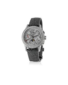 Chronograph watch 38mm with meteorite dial and diamonds