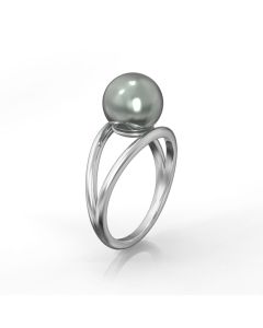 Black tahitian pearl double ring 
