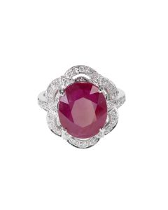 A ruby ring with diamonds