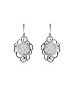 Boucles d'oreilles longues météorite Lithio et argent