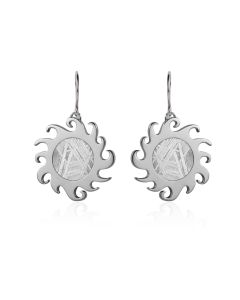 Boucles d'oreilles longues météorite Lithio et argent