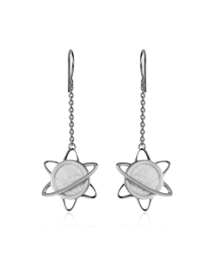 Meteorite Lithio dangle earrings in silver